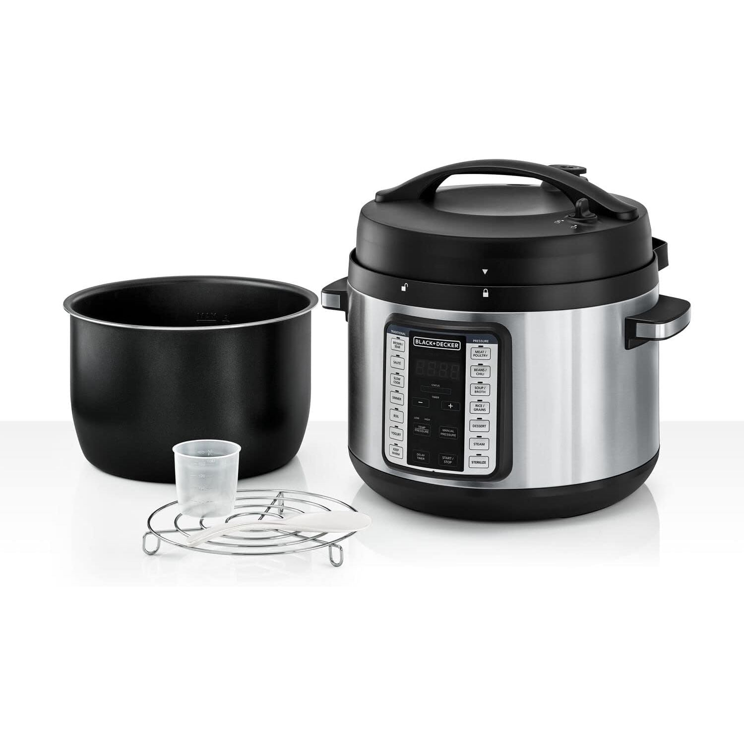 Black+Decker Electric Pressure Cooker, 10 Liters, 1350 Watt, Black and Silver - PCP1010 Black+Decker Electric Pressure Cooker, 10 Liters, 1350 Watt, Black and Silver - PCP1010